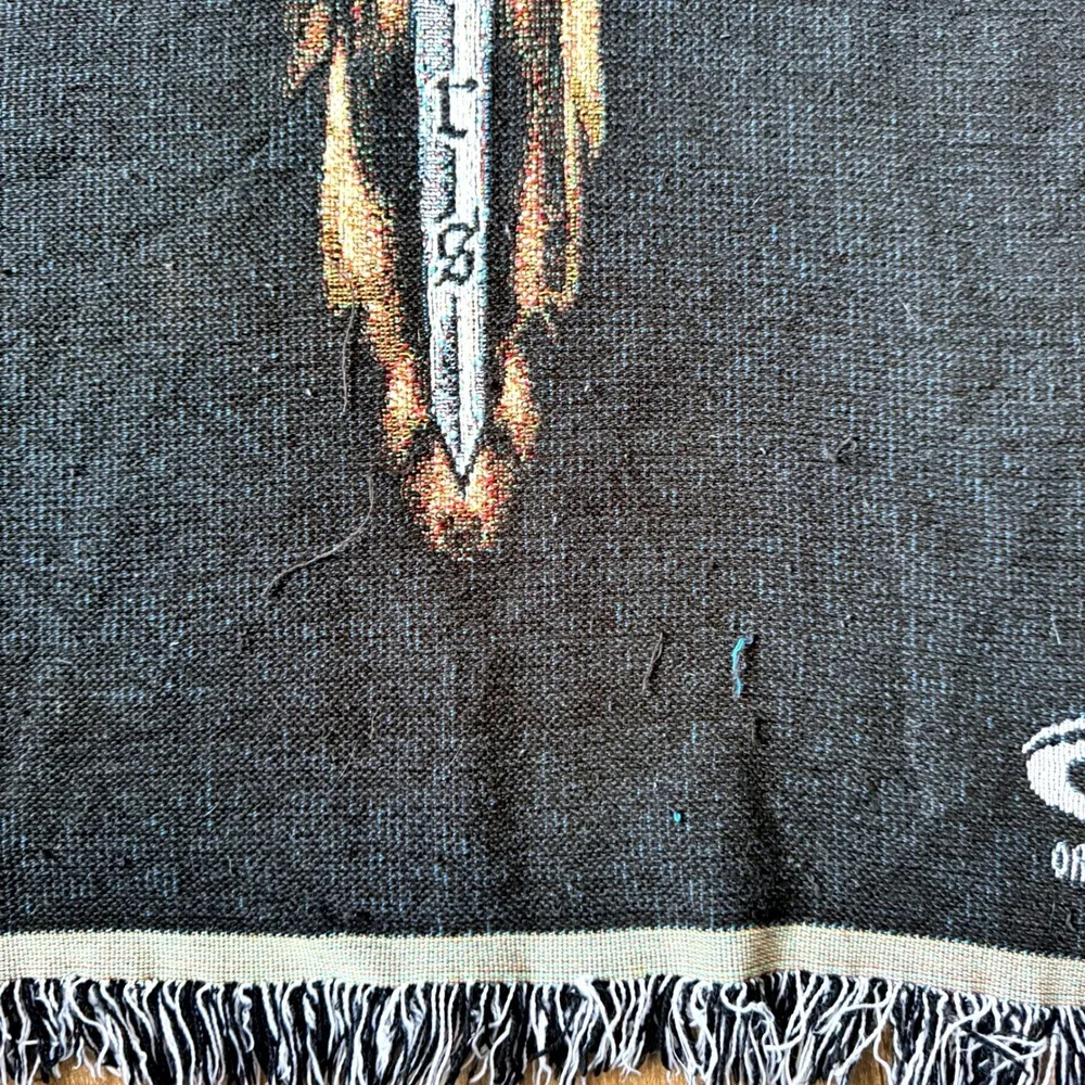 Orange County Choppers Y2K Sword Flame OCC Logo Woven Tapestry Blanket, Black,OS